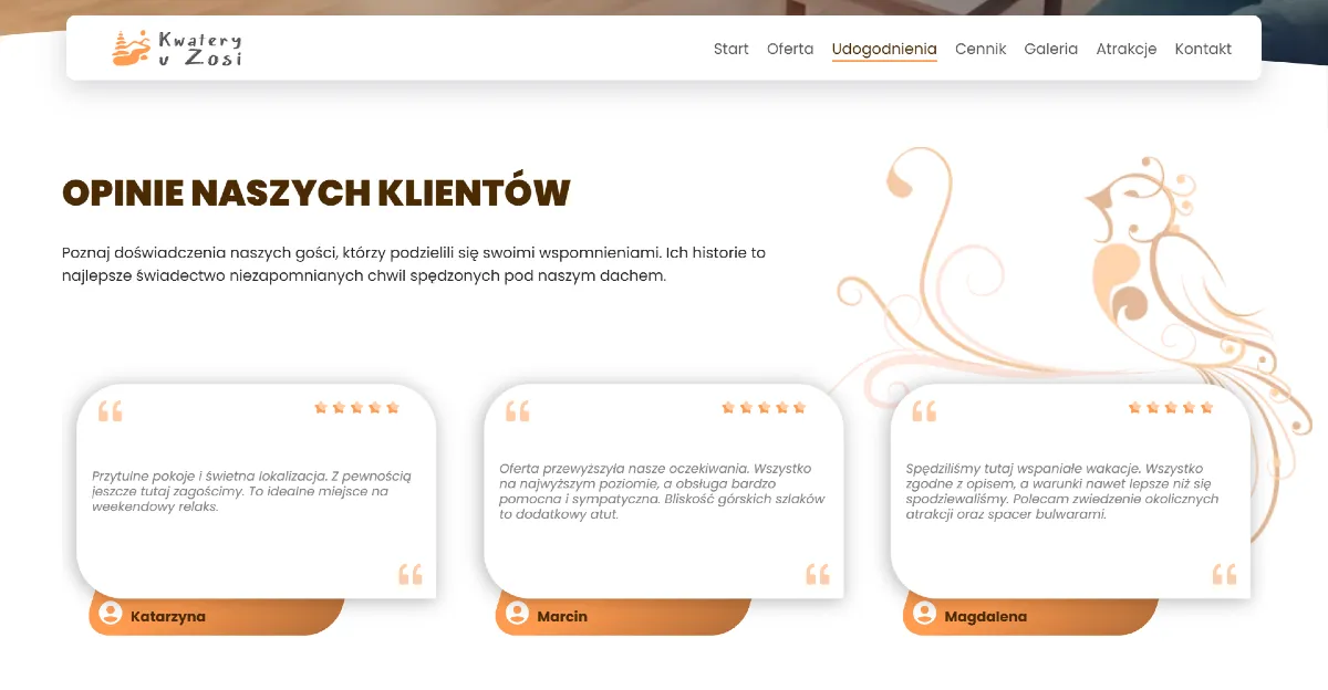 Strona internetowa restauracji Adona - Layout