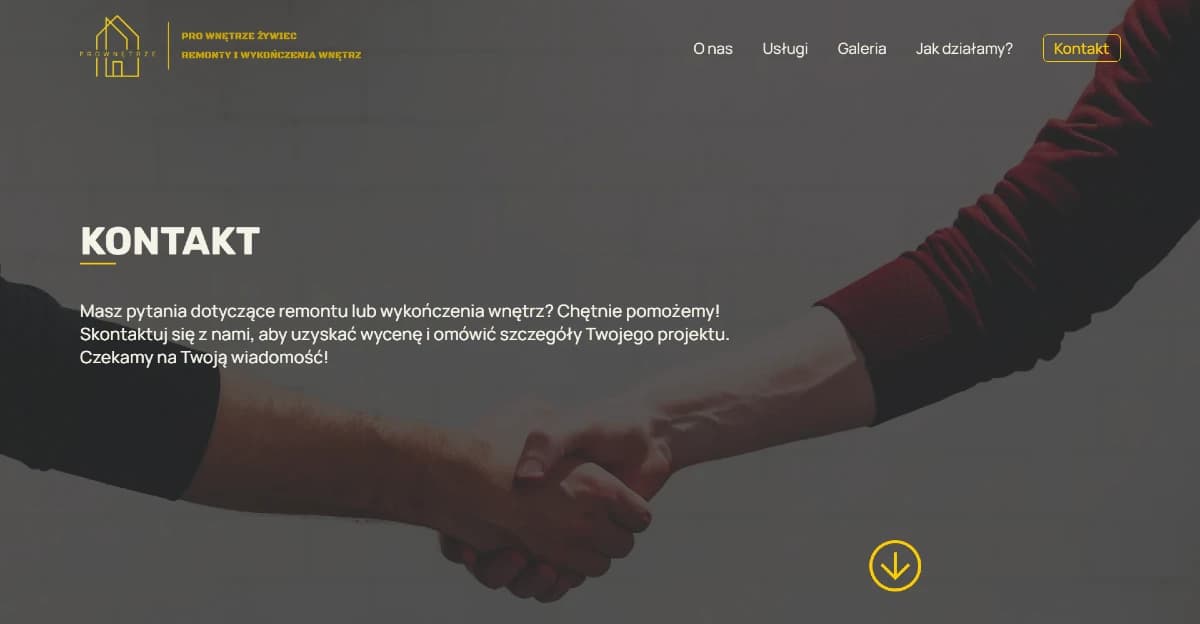 Strona internetowa firmy remontowej PRO Wnętrze - Layout