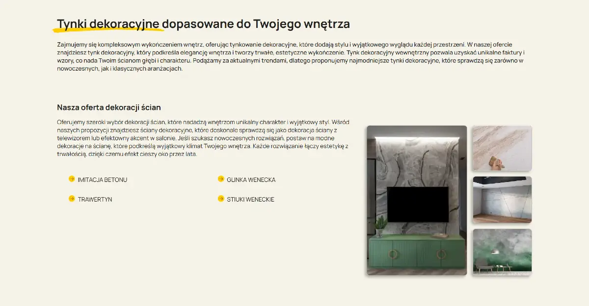 Strona internetowa firmy remontowej PRO Wnętrze - Layout