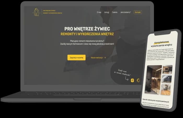 Strona internetowa firmy remontowo-wykończeniowej PRO Wnętrze Żywiec